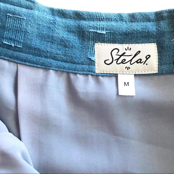 Stela 9 Blue Bosque Skirt in Indigo Cotton Jaspe Sz M High Waisted Button Front - Picture 9 of 9
